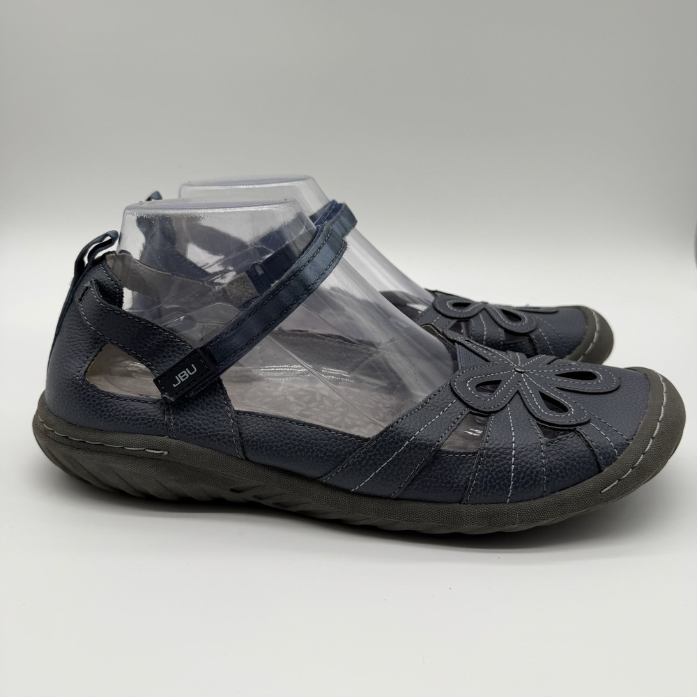 JBU by Jambu Women's Magnolia Leather Mary Jane Flats Sandals Blue Size 10M